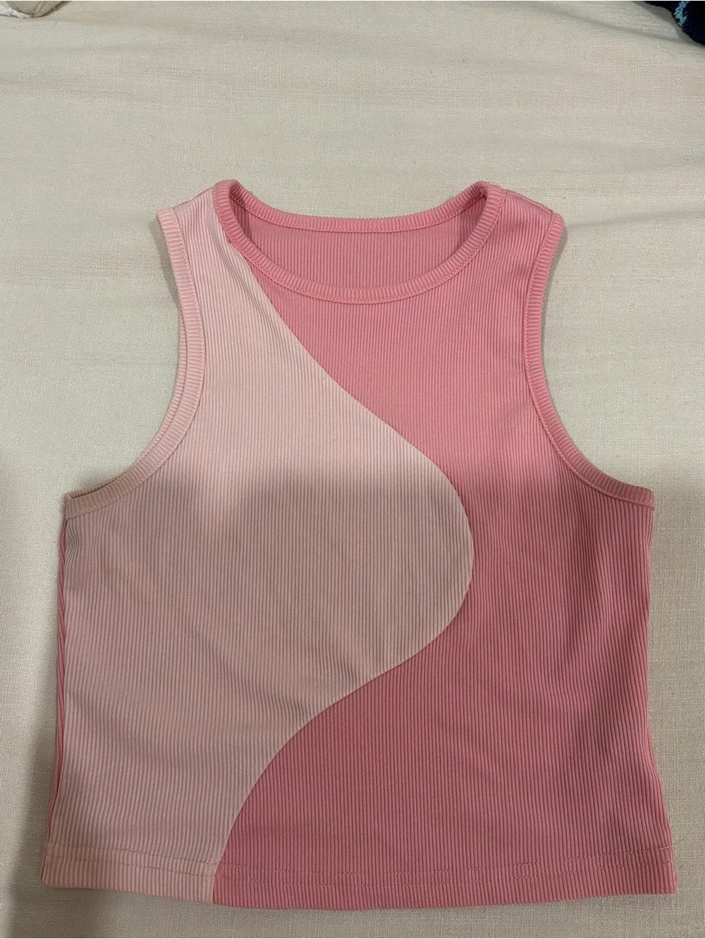 Two-Tone Pink Ribbed Tank Top
